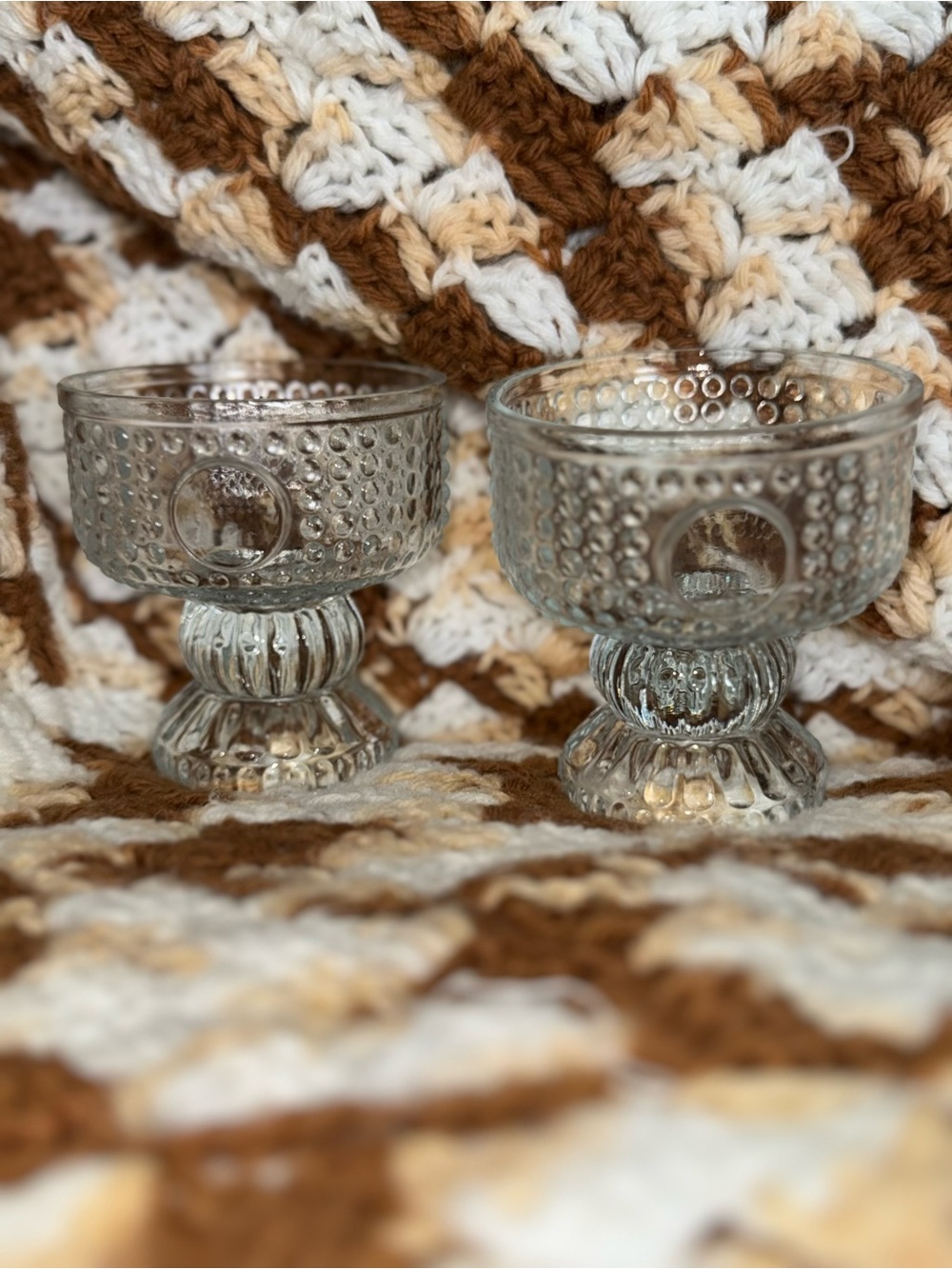 Adolf Matura Perlička “Little Pearl” hobnail dessert cups-set of two